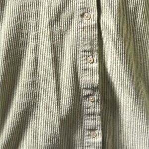 90s styled Ribbed Knit Button Down Top in Light Green (Neutral Green)